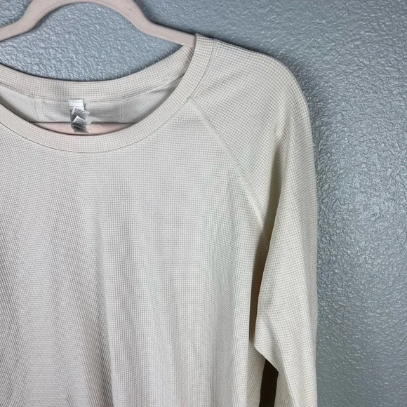 Athleta Speckled Waffle Thermal Long Sleeve Womens XL Cream Lightweight - Picture 6 of 8